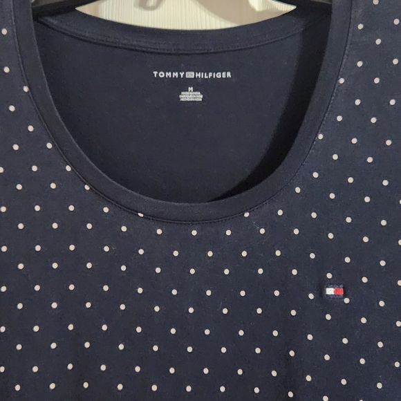 Tommy Hilfiger Mini Dress Navy Polka Dot T-Shirt Dress Size Medium - Picture 2 of 3